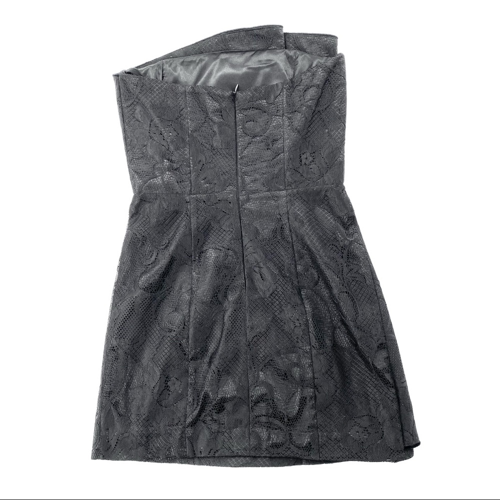 Emporio Armani Black Lace Strapless Faux Wrap Mini Dress - Picture 3 of 10